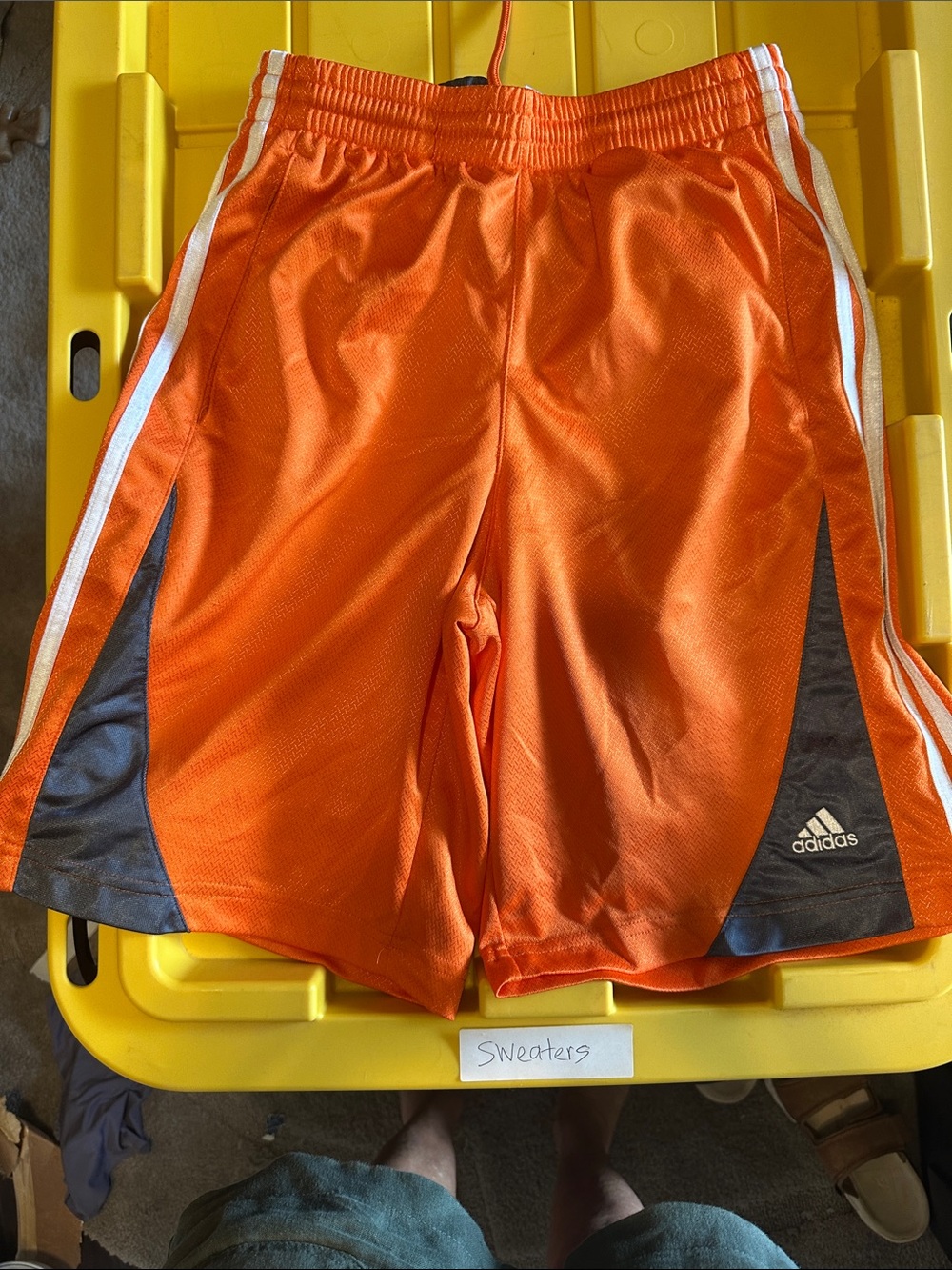 adidas Men’s Orange Athletic Shorts with Gray Panels
